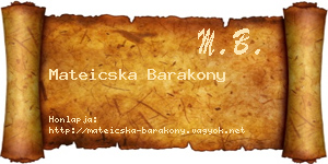 Mateicska Barakony névjegykártya